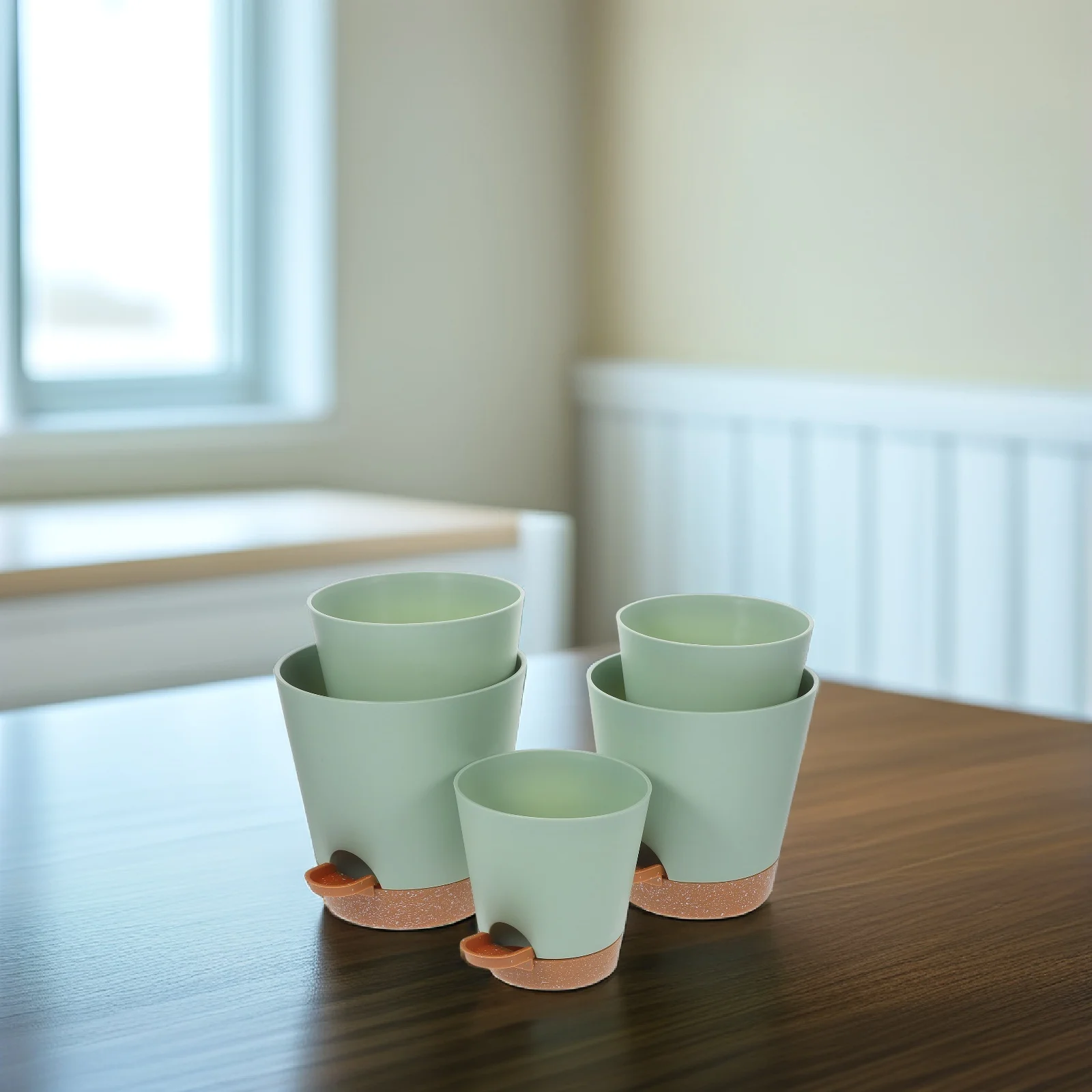 

5pcs Self Watering Planters Lightweight Durable Plastic Flower Pots Indoor Plants Automatic Watering Bonsai Pot