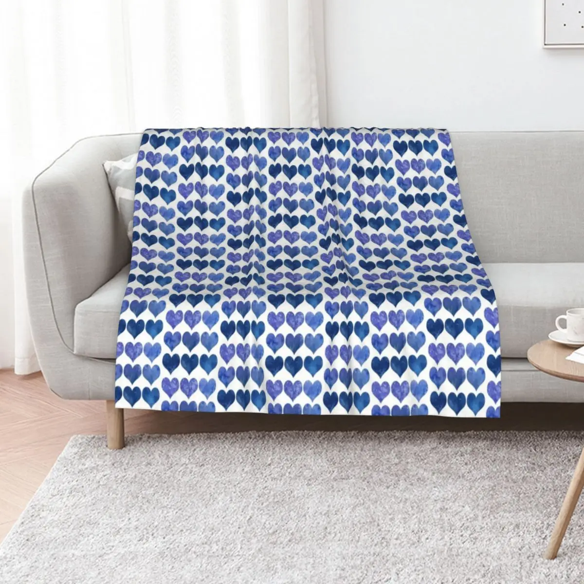 

Blue heart. Throw Blanket Decorative Sofa Sofas Flannel Fabric Weighted Blankets