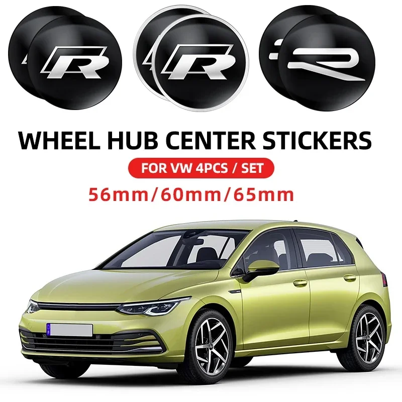 

4pcs 56mm 60mm 65mm Car Emblem Wheel Hub Center Cap Stickers For Volkswagen Tiguan Bora POLO PASSAT CC Touran GOLF Jetta Arteon