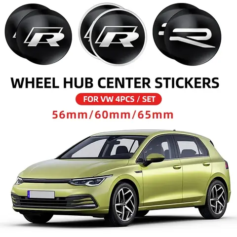 4pcs 56mm 60mm 65mm Car Emblem Wheel Hub Center Cap Stickers For Volkswagen Tiguan Bora POLO PASSAT CC Touran GOLF Jetta Arteon