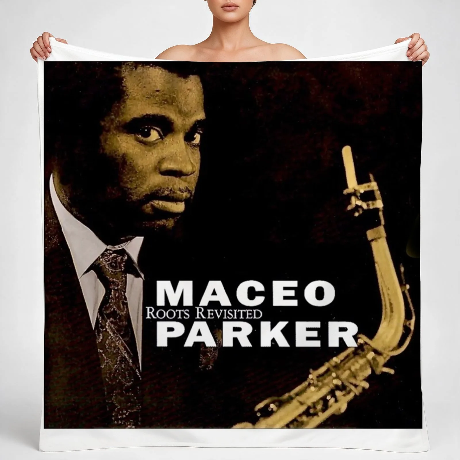 saxophone maceo parker Throw Blanket couch cozy soft plush fuzzy picnic outdoor blanket