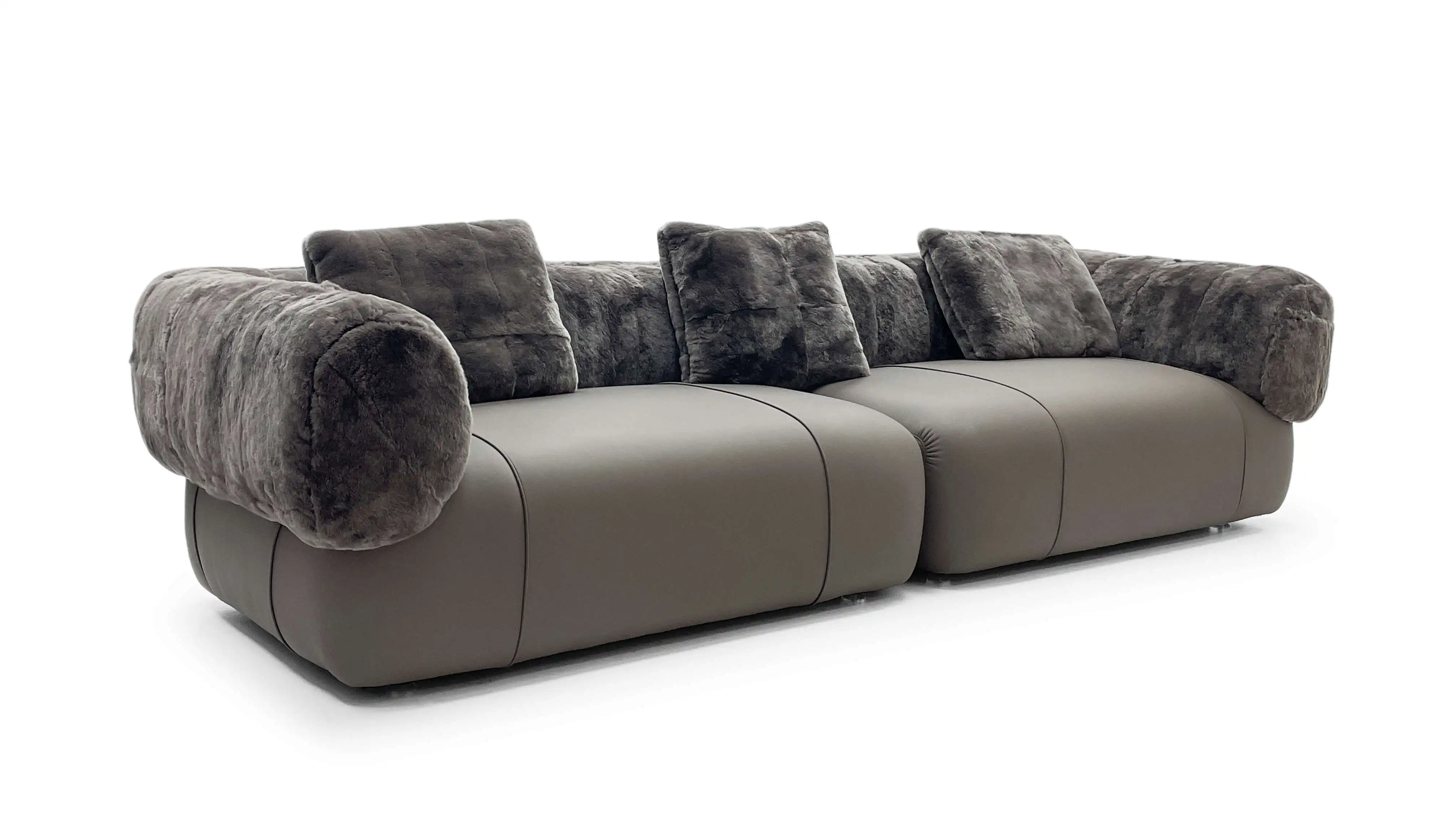 Simple and stylish, with plush soft expandable functions, Italian contemporary luxury leather sofa set suitable for apartment