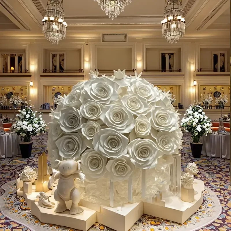 Hot Selling Wedding Party Decoration New Arrival Rose Flower Ball Artificial Rose Bouquet Paper Flower Shop Window Display
