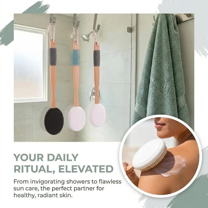 Multi-Function Lotion Sunscreen Ointment Applicator Silicone Long Handle Body Cleaner Shower Brush Sunscreen Back Applicator