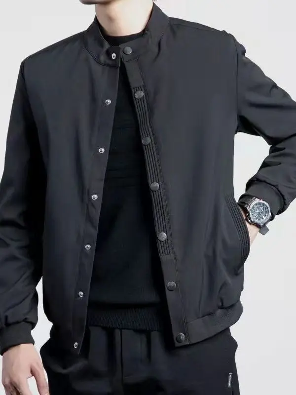 Men's Spring Autumn Jacket 2026 New Korean Version Fashion Slim Fit Collar Youth Top Casual Baseball Uniform Standard Fit Pol...