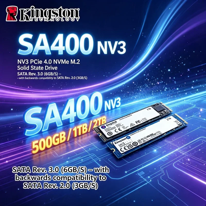 SSD Kingston NV3 & SA400 M.2 2280 120GB/240GB/1TB/2TB NVMe SATA, Unidade de Expansão para Notebook e Computador Desktop