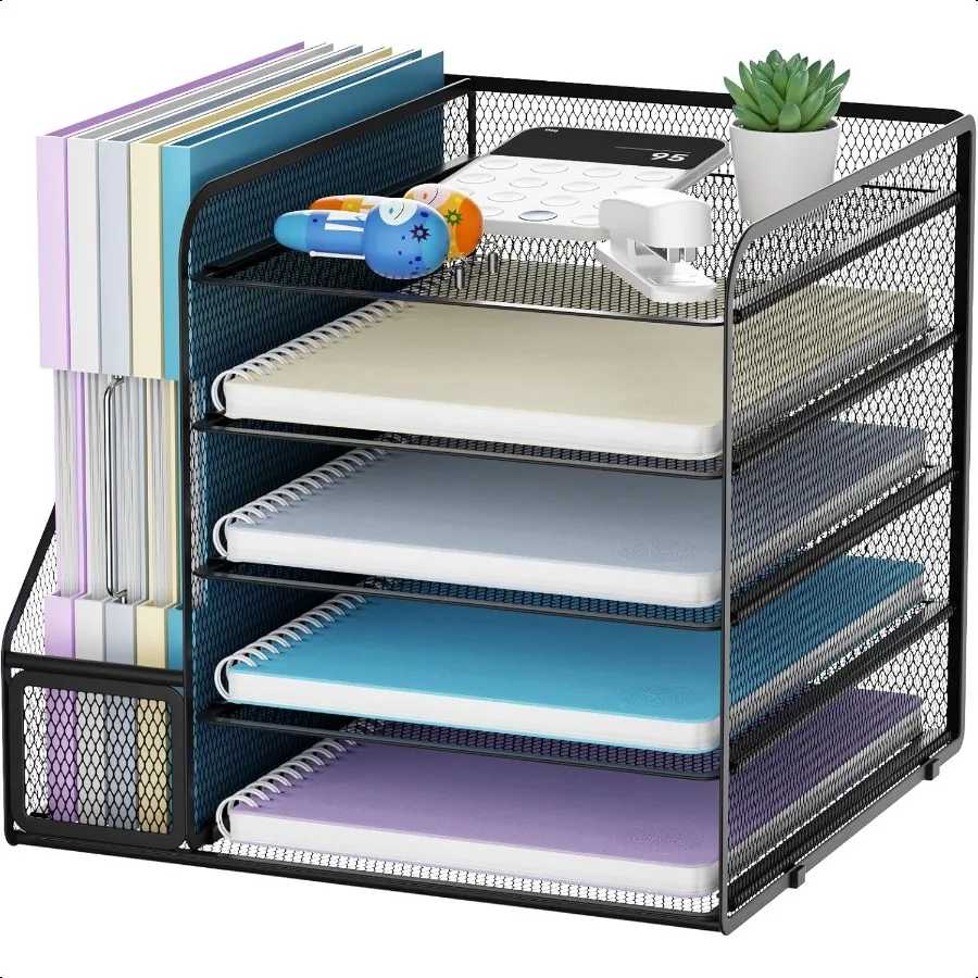 

Desk Organizers and Accessories 5Tier Paper Letter Tray Organizer with File Holder Mesh File Organizer Office Desk Accessories