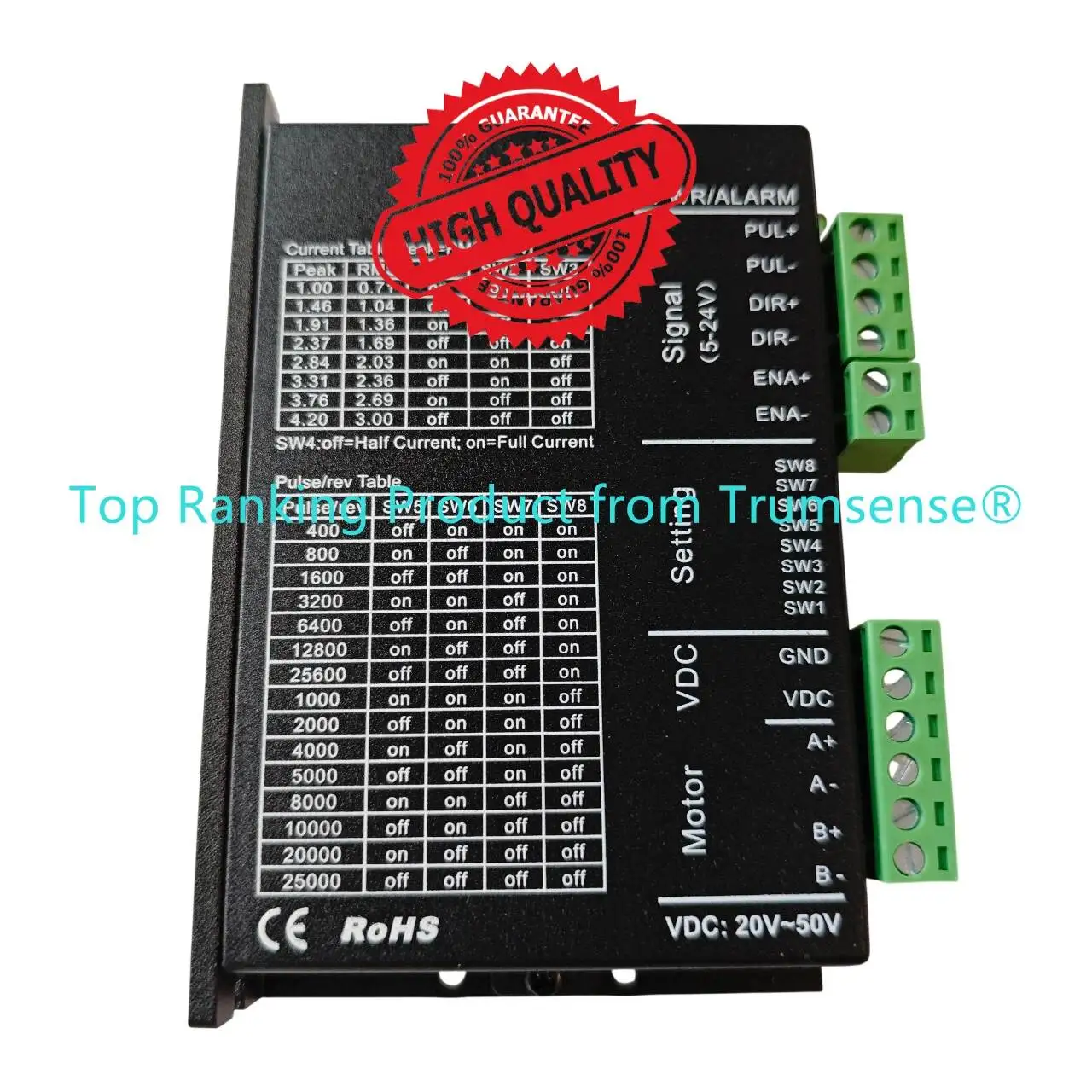 20 to 50V DC Stepper Motor Drive MC542 Max 4.2A Current with High Performance AMR Chip Suitable for Universal NEMA 23 Step Motor