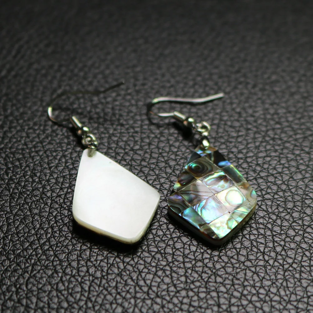 

1 Pair Angular Abalone Shell Earrings Shiny Dangler Jewelry For Women Fashionable Ear Drop Decor Natural Unique Graceful Lady