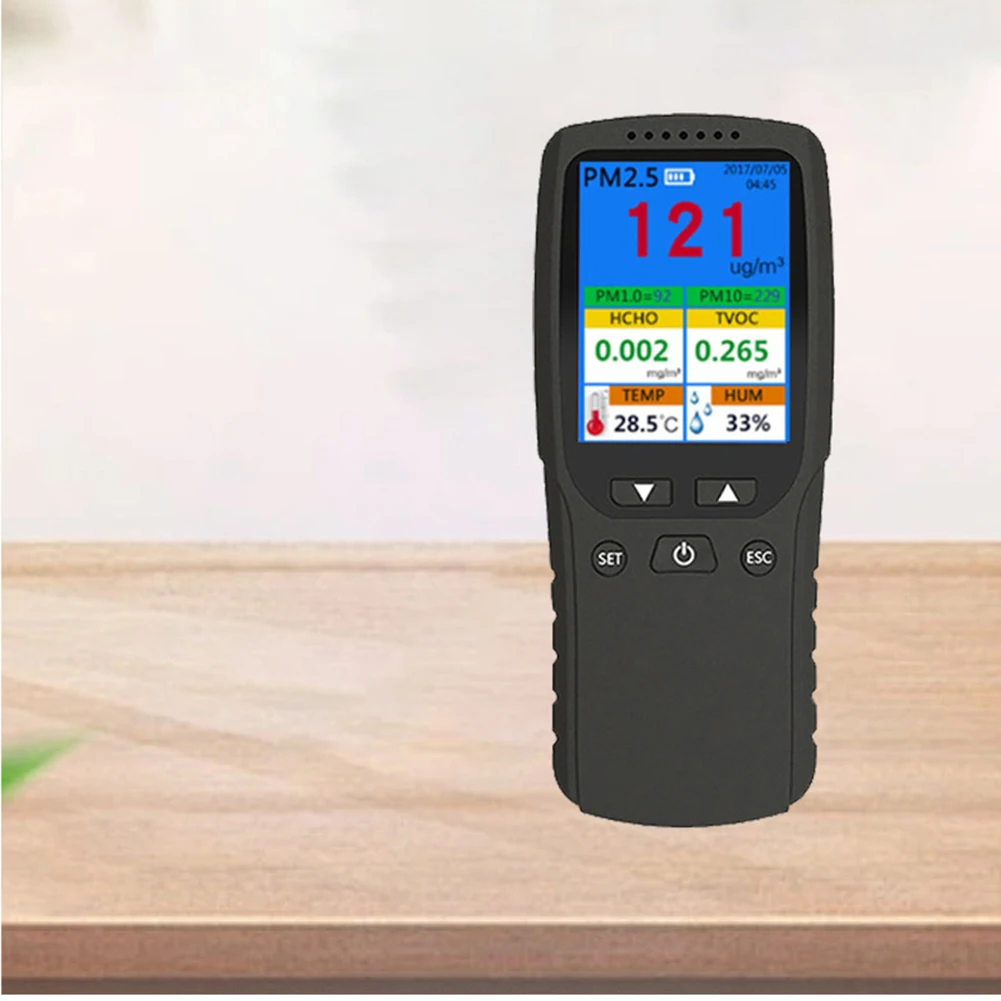 

Детектор формальдегида PM2.5/TVOC/HCHO Термогигрометр 1 шт. 8-в-1 Многофункциональный детектор качества воздуха 164*69*44 мм