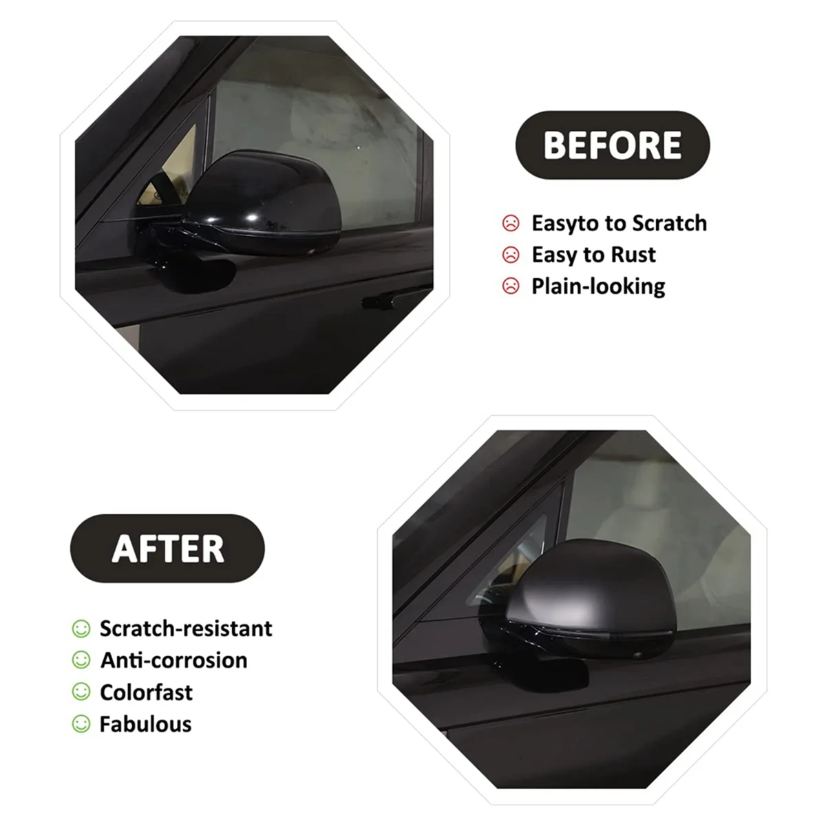 

Прочная накладка на боковое зеркало заднего вида автомобиля, аксессуары (матовый черный)