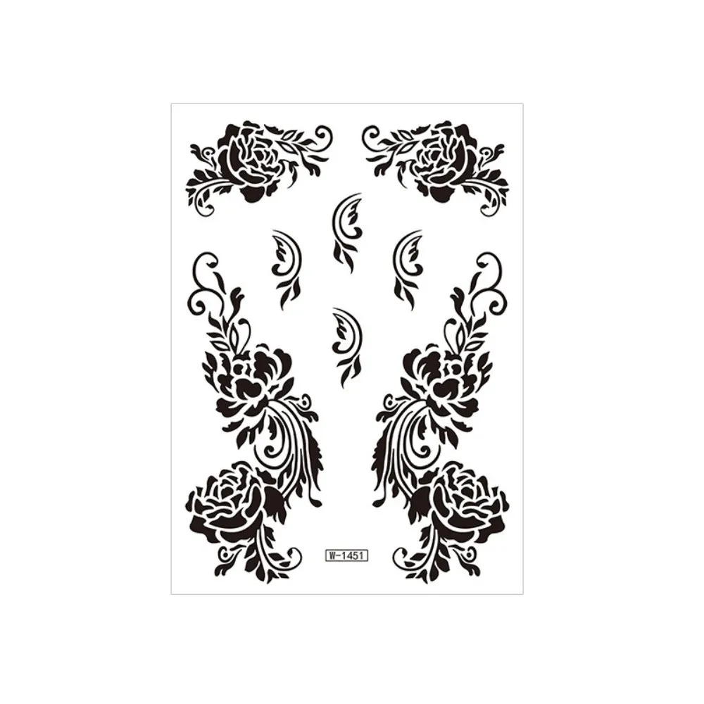Water Transfer Decals Henna Tattoo Stickers Fake Instant Henna Temporary Tattoo India Mehndi Flower Waterproof Body Art Sticker