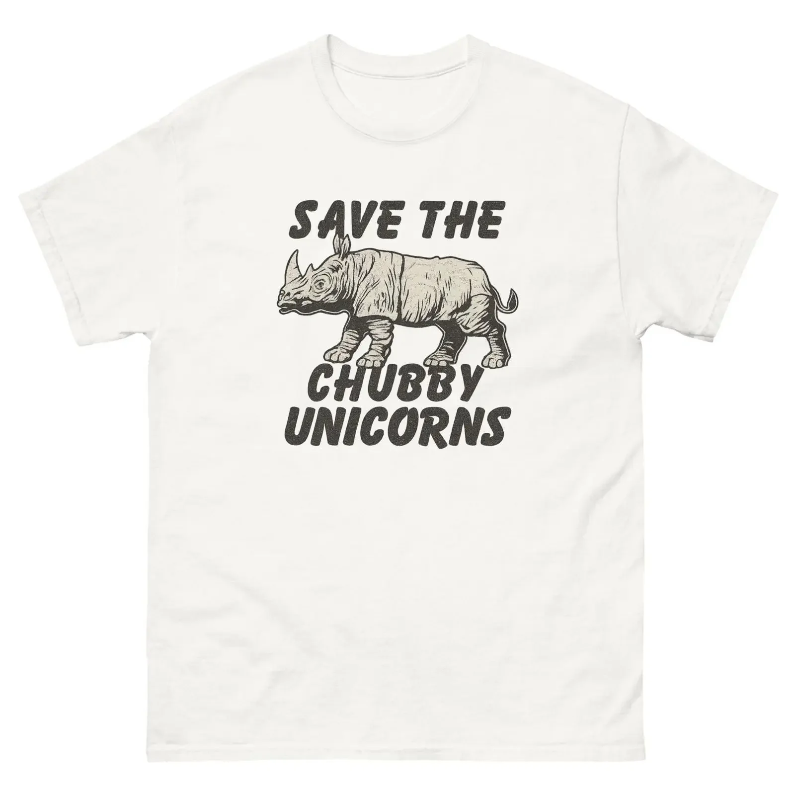 Save The Chubby Unicorns T Shirt Protect Rhino Fat Unicorn vintage Washed designer clothes Unisex Stretched Soft fashion