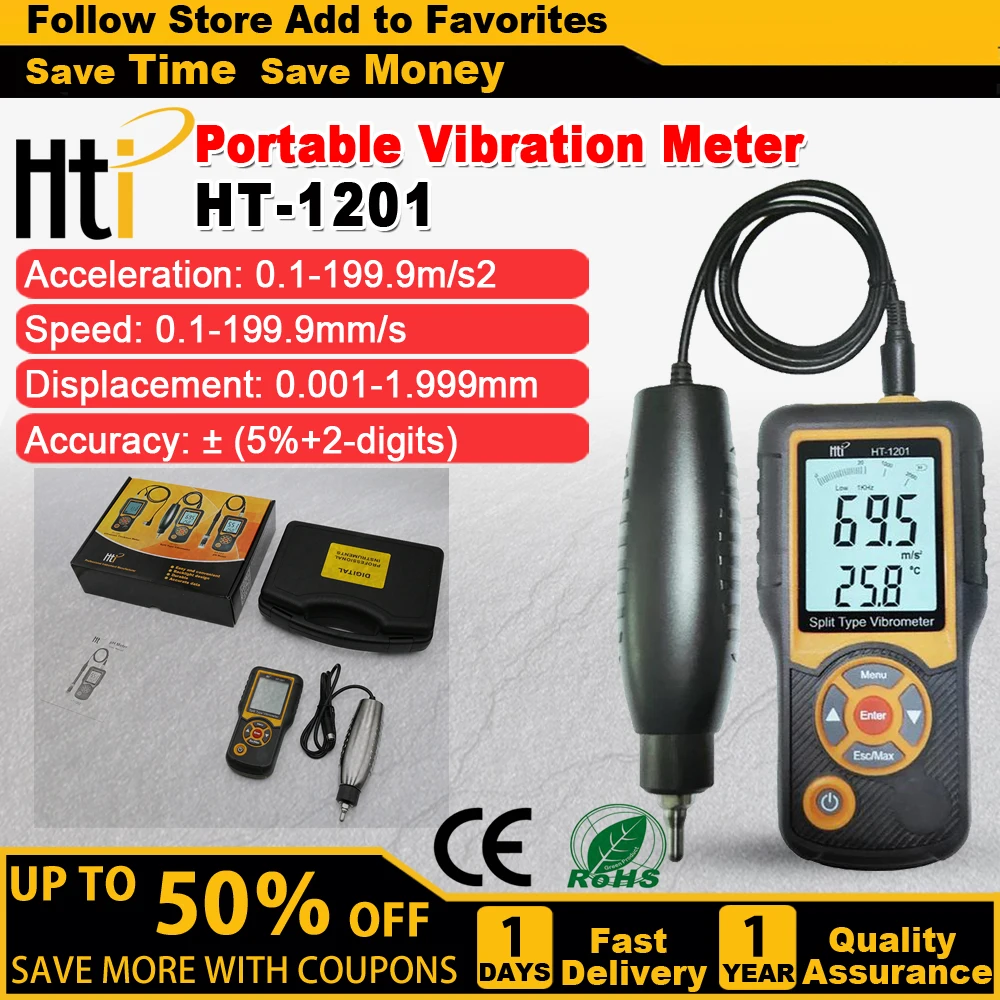 hti analisador de vibracao lcd portatil testador medidor vibrometro calibre tipo digital tipo dividido ht1201 01 m s 01