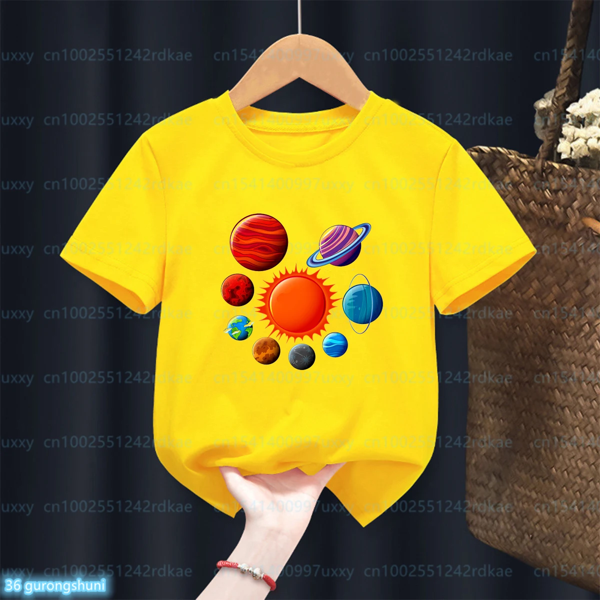 Planets Print Boys T-Shirt Astronaut Toddler Shirt Boy Girl Clothes Kids Short Sleeve Shirts Kid Birthday Gift Children Tee