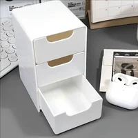 1pc 3-Tier Desktop Organizer with Drawers, Plastic Storage Box for Stationery/School/Office Supplies 2
