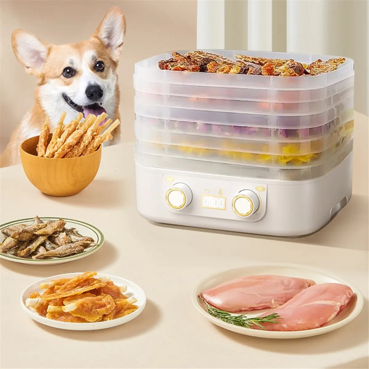 Fits for 5 Layer Smart Electric Food Dryer Timing Function Fruit Vegetable Dehydrator Machine for Dry Beef Jerky B US Plug