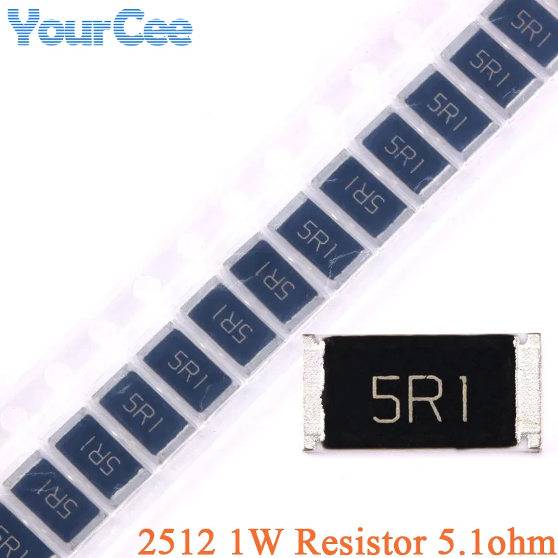100 sztuk/10 sztuk 5,1ohm 2512 rezystor SMD 5,1 ohm 5,1R 5R1 rezystancja chipa 1W 5%