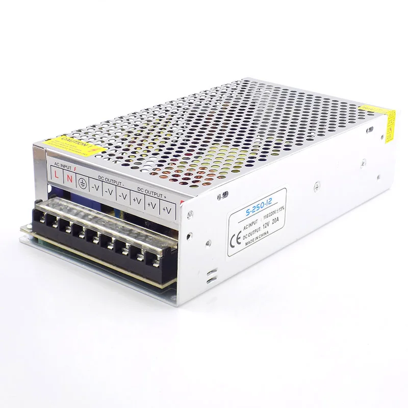 Power Supply AC100V-265V to DC 12V 20A Lighting Transformer CCTV Camera Power Driver Adapter Converter LED Strip Switch Charger