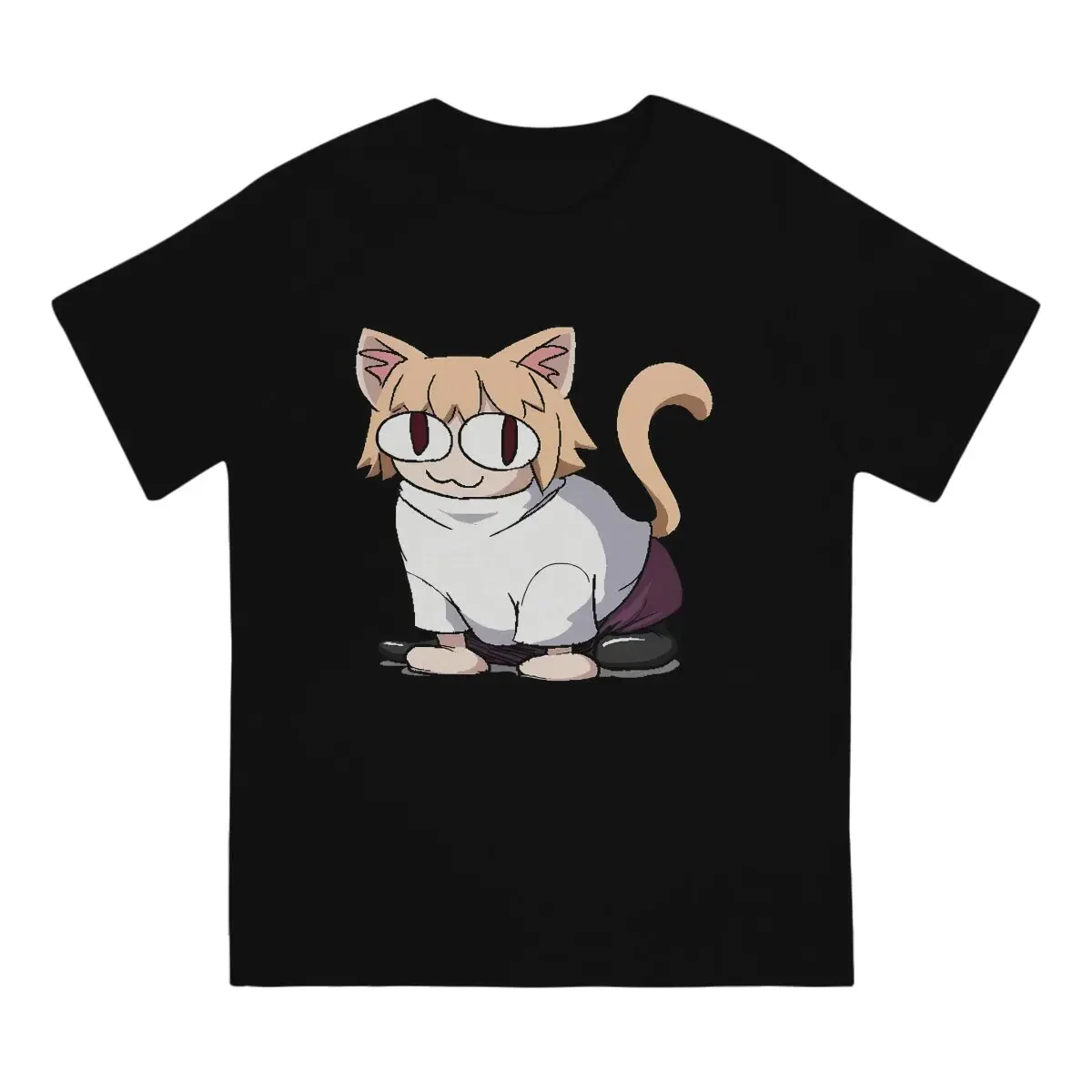 Vintage Fat T-Shirts for Men Crewneck Pure Cotton T Shirt Neco Arc NECOARC Cat Short Sleeve Tees Printed Clothes