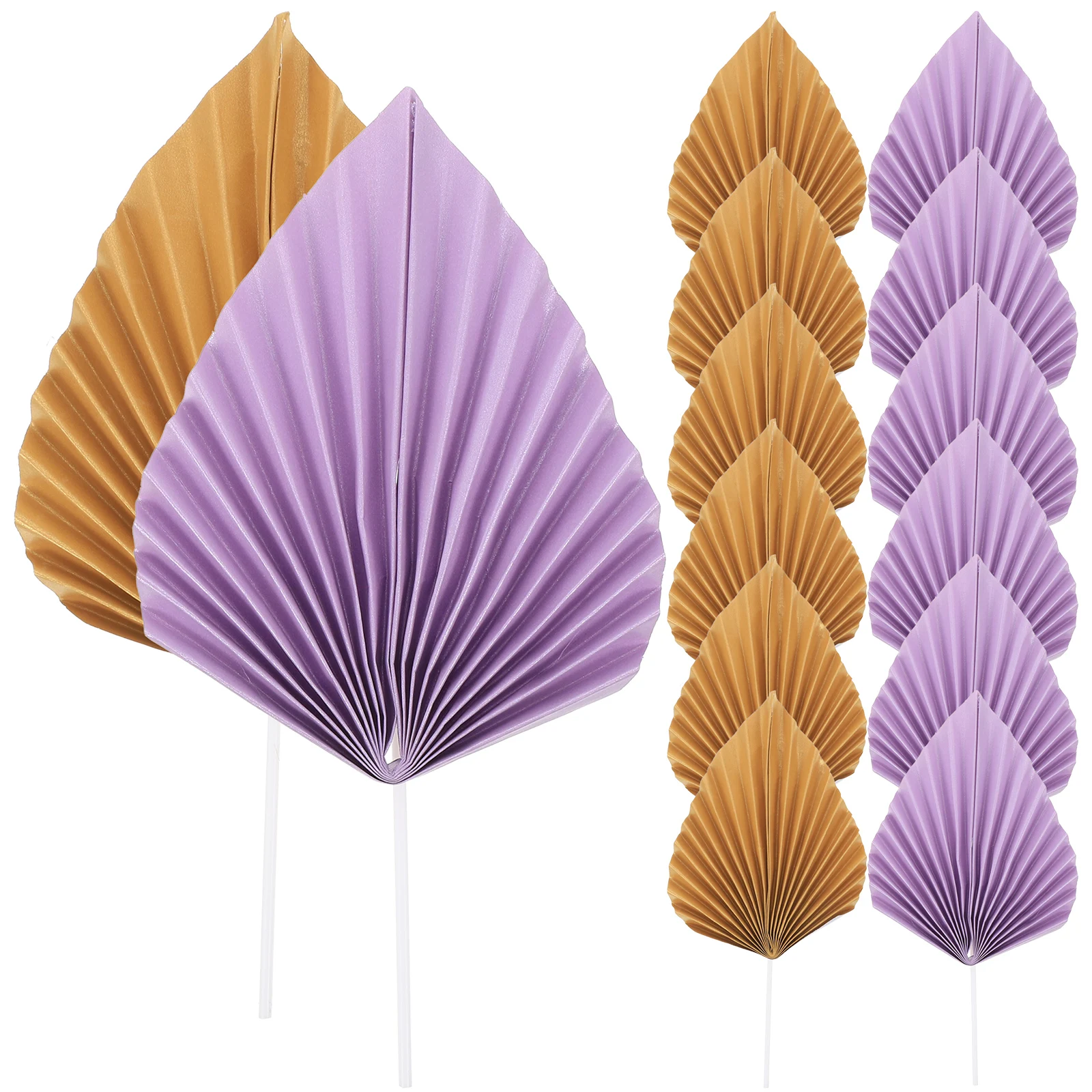 

20 Pcs Cake Picks Large Purple Gold Folding Fan Shaped Toppers Wedding Valentines Day Cupcake Decor Fruit Picks