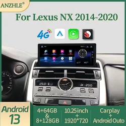 10.25 ''Per Lexus NX NX200 NX200T NX300h Android 13 CarPlay Qualcomm 2014-2020 Riservato OEM Menu Lettore di autoradio