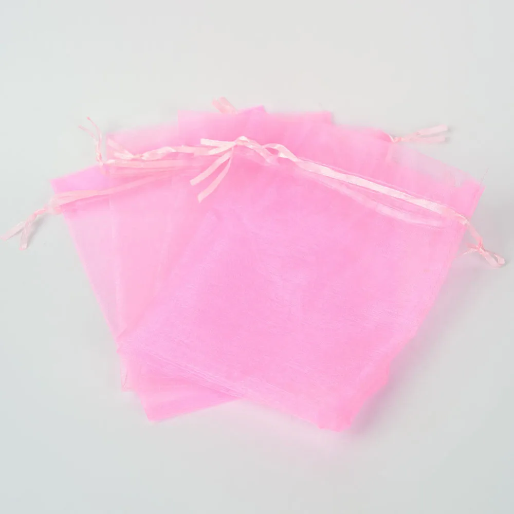 100 قطعة حقائب هدايا الأورجانزا مع الرباط حفل زفاف عيد الميلاد لصالح حقائب للهدايا أكياس الأورجانزا ل Potpourri الوردي 18x13 سنتيمتر #2