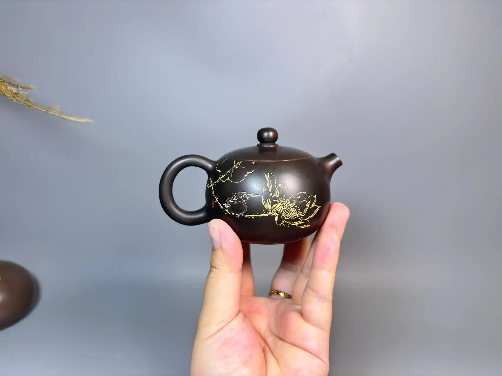 

Authentic Nixing Clay Handmade Teapot Carving Filter Customized Handmade Gift Unique Theiere