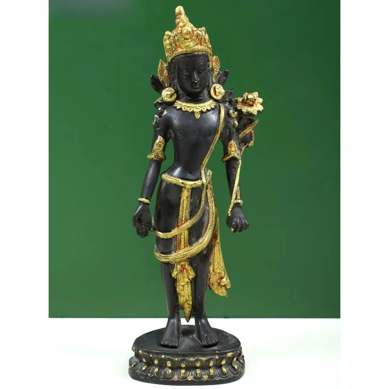 Handcrafted 11-inch brass Guanyin sculpture by Indian artisans