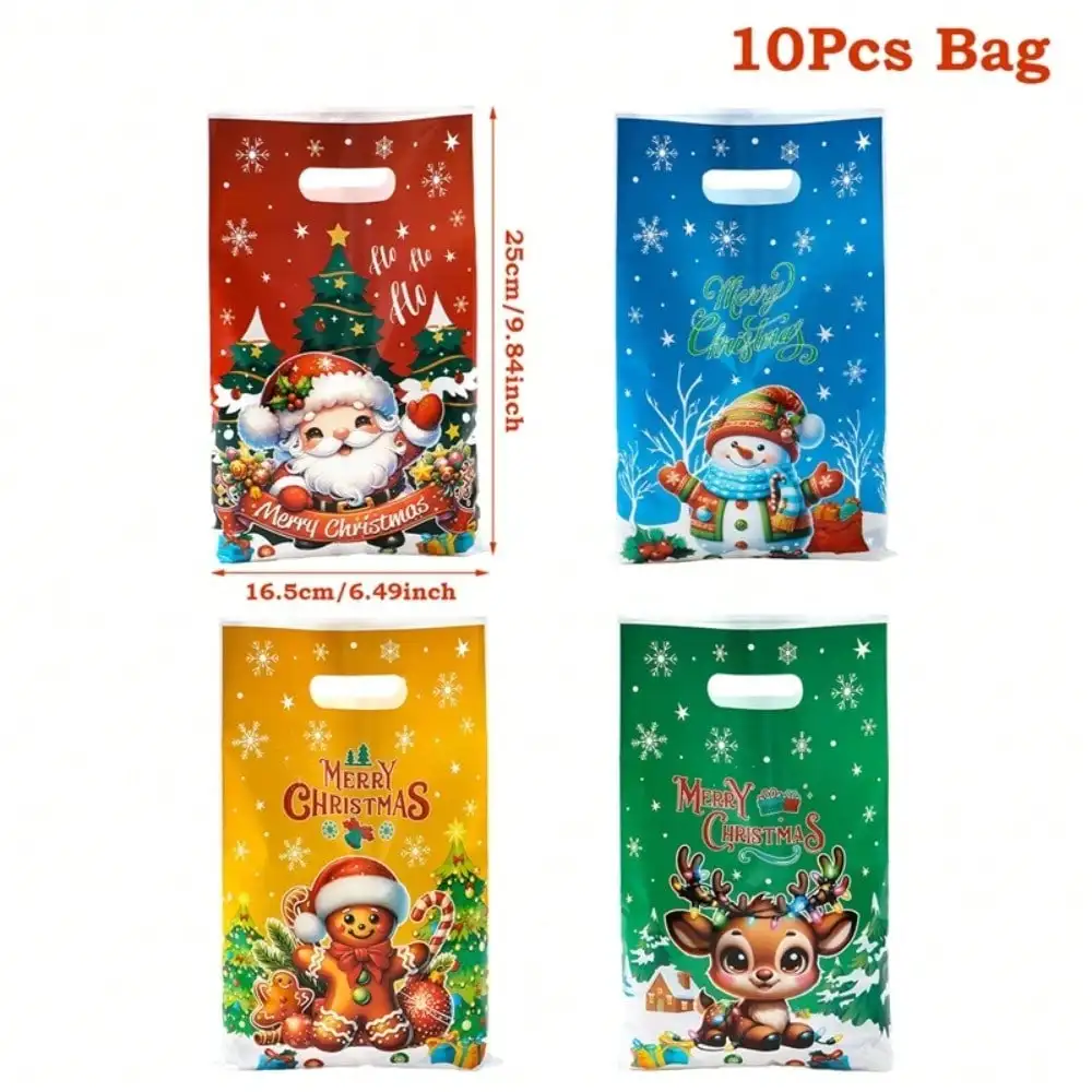 10/25/50pcs Christmas Gift Bags Christmas Party Decoration 2025 Xmas Santa Claus Cute Hand Bags Navidad Natal New Year Gift 2026