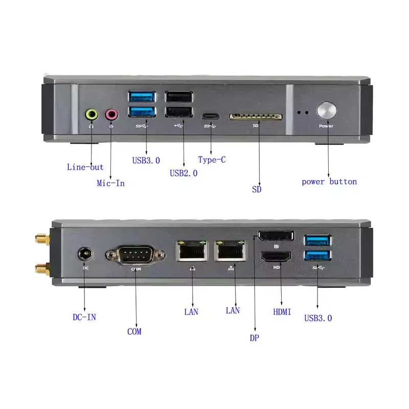 

MiniPC Nuc Box с 64 ГБ DDR4 NVMe SSD Intel Core i7-10510U I5 — игровой настольный компьютер 2 LAN RS232 WiFi BT Мини-ПК для геймеров