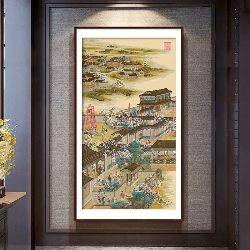 

New Cross Stitching 2025 Thread Yongzheng December Living Room Landscape Embroidery MonaLisa Royal Brand Cotton Fabric