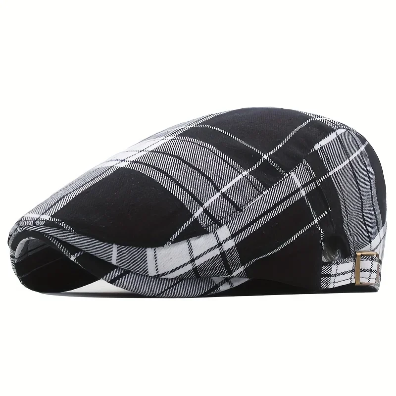 1pc Men\'s Plaid Pattern Flat Cap Newsboy Hat Beret Cabbie Gatsby Cap  hat for men  newsboy cap  gorras  mens hats