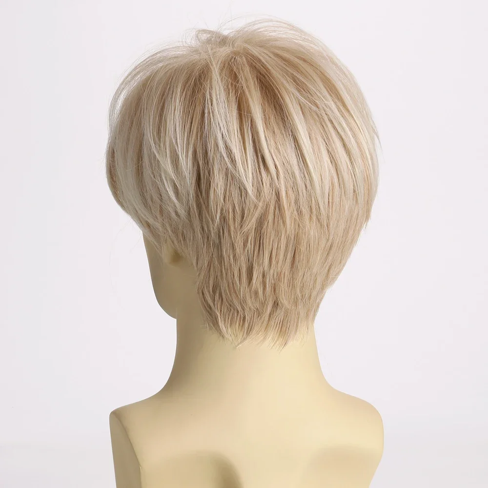 Peluca rizada corta sintética para hombres, pelucas onduladas rubias, fibra resistente al calor para fiesta de Halloween, concierto de Cosplay diario