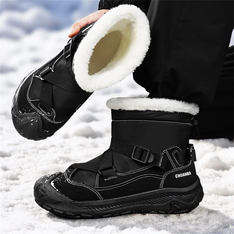 

High Quality Men‘s Snow Boots High Top Plush Winter Shoes Non-slip Waterproof Cotton Boots Warm Ankle Boots Walking Hiking Boots