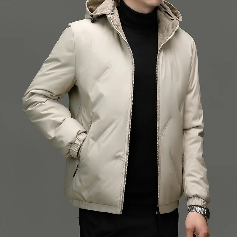 

Double Sided Wearable Lightweight Hooded Duck Down Jacket Clothing 2025 Autumn Winter Outwear Windproof Casual Warm Puffer Coats