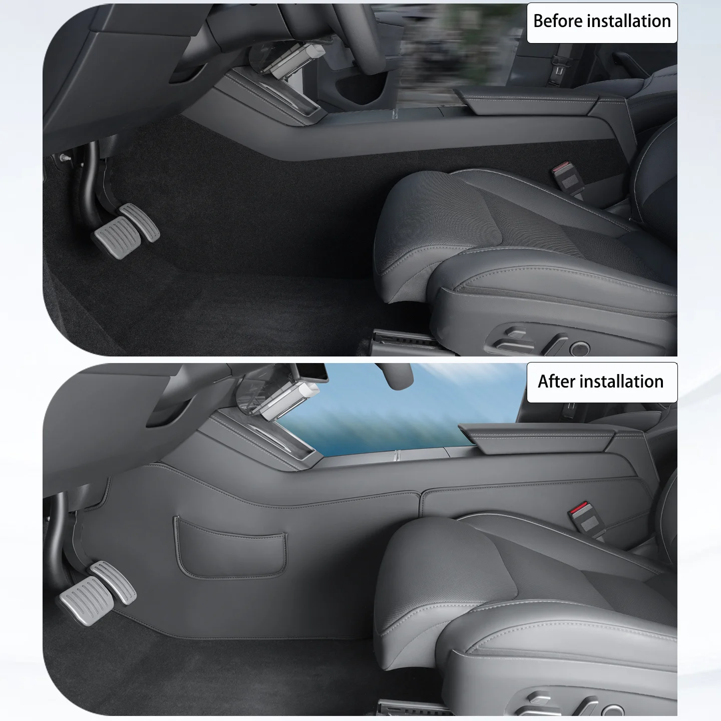 For Tesla ModelYL Extended Protective Pad Suede Lining Inner Driver & Passenger Seat Covers for Enhanced Car Interior Protection