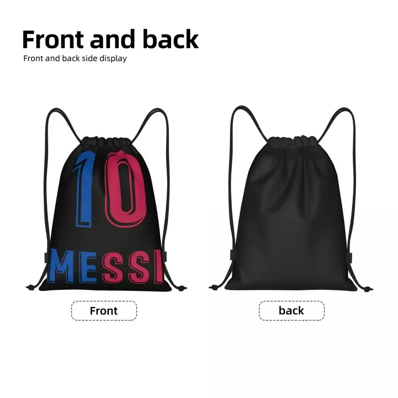 Messis 10 Soccer Artistic Drawstring Bags Men Women Foldable Gym Sports Sackpack Football Training Backpacks