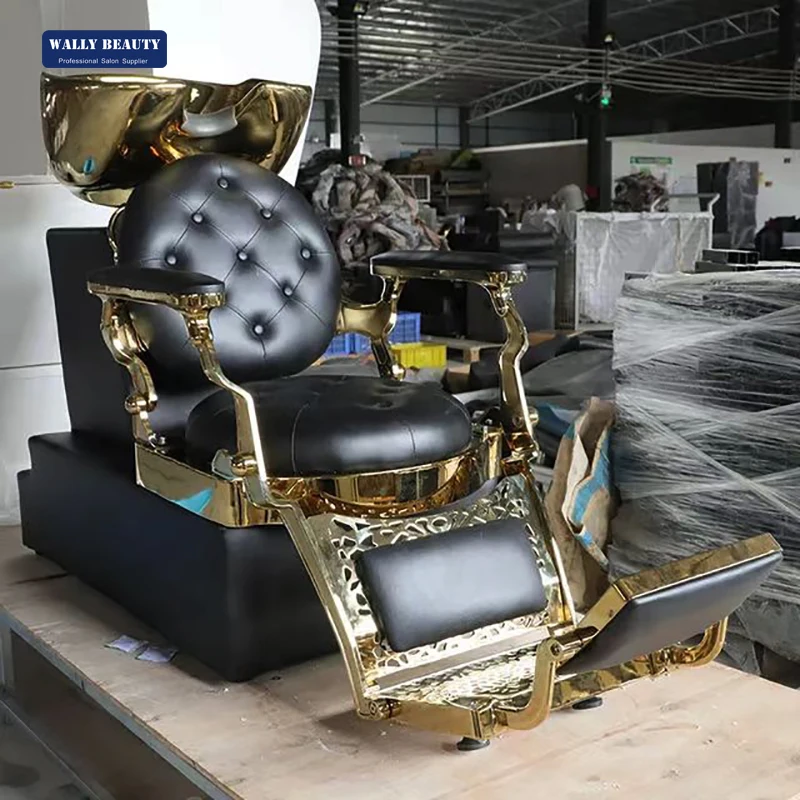 Adjustable Backwash Shampoo Station Salon Hair Wash Unit with Hydraulic Chair Ergonomic Footrest Drain System