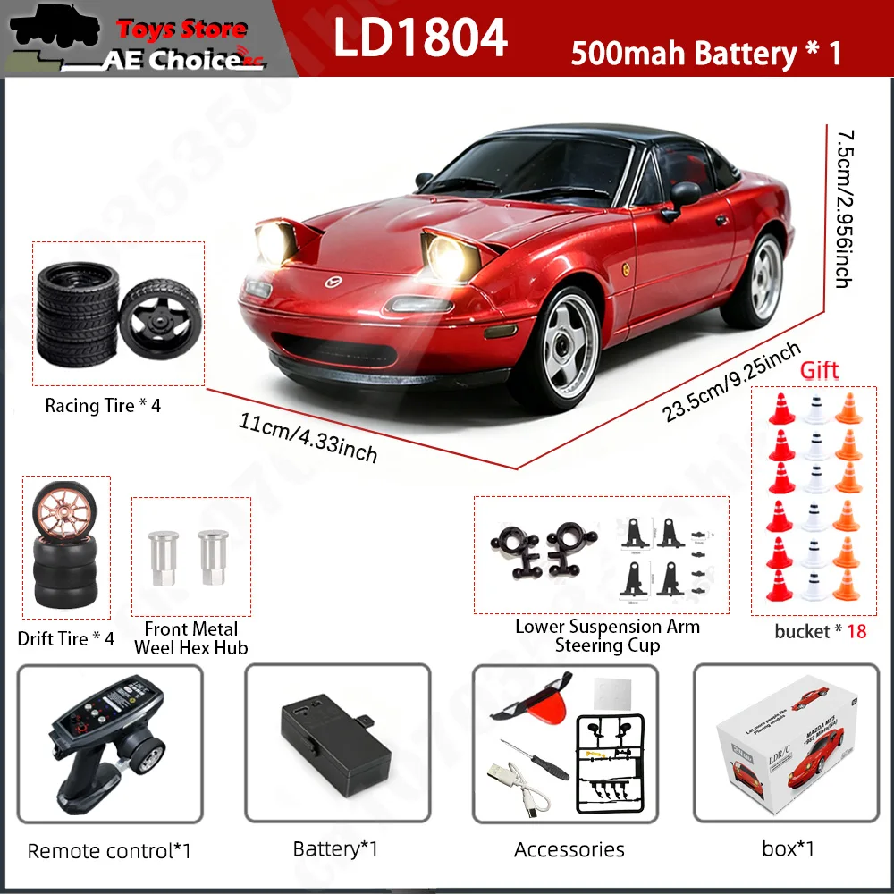 LDRC LD1804 RC Drift Car 1/18 Mazda Mx5 2.4G 2WD ESP Gyroscope LED