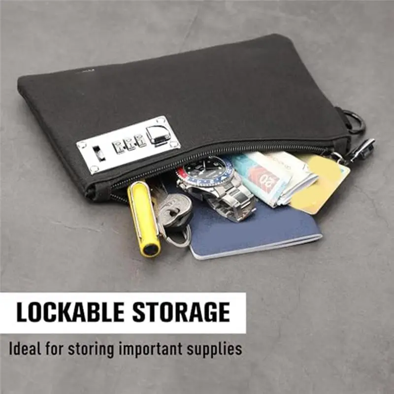 B29C-2Pcs Lockable Kosmccomoney Bags Durable Nylon Lock Bank Bag Set Coin Bag,Storage Cash Bag Kit For Jewelry,Passport,Credit C
