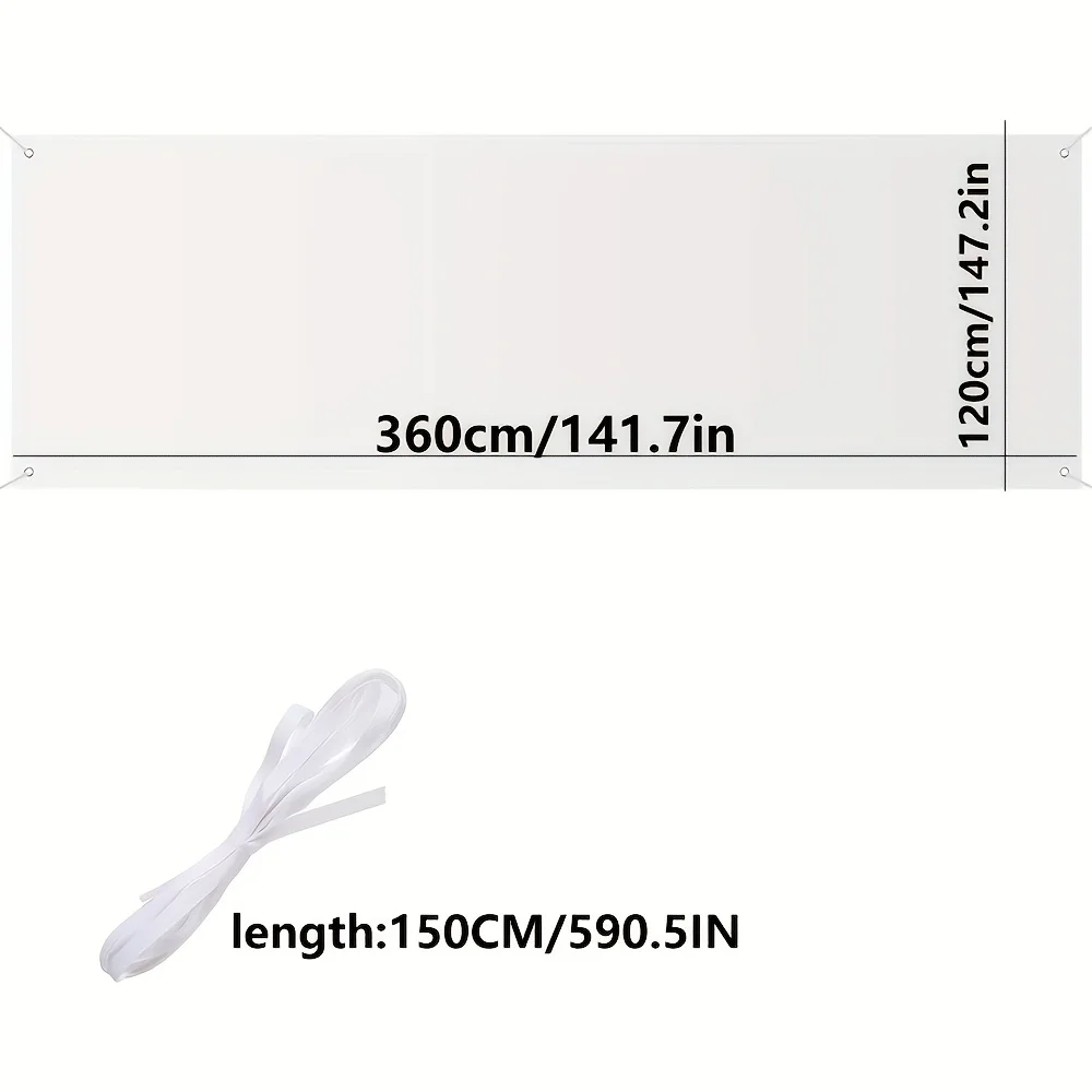 White 3.94X11.81FT Large Banner and Signage Blank Banner Sublimation Banner with Hanging Rope For Indoor Wall Use Easy Outdoor H