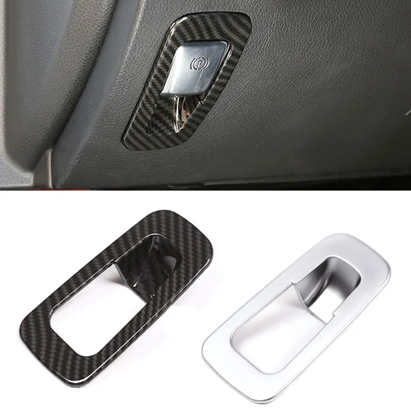 

For Mercedes Benz C E GLC Class W205 W213 X253 2016 2017 2018 ABS Carbon Texture Handbrake Button Cover Protective Trim