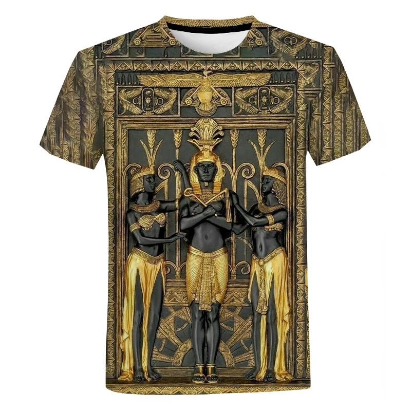 Vintage Anubis Black Egyptian Art 3D Printed T-shirt Men Women Casual Short Sleeve Ancient Egypt Classical T Shirt Tee Tops