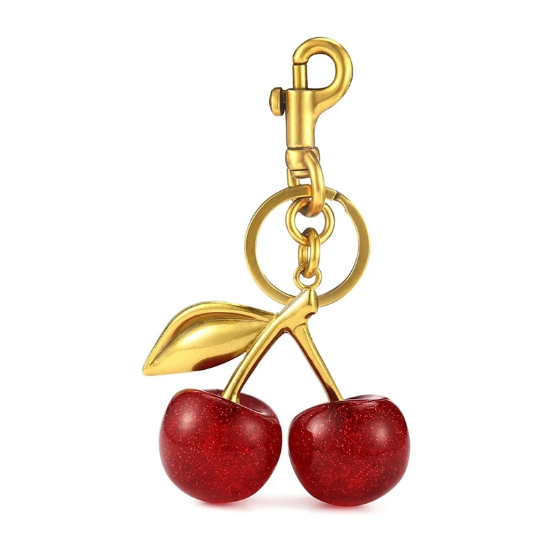 Cherry Bag Charm And Keychain Accessory Purse Charm -Perfect Fashion Addition For Everyday Style And Glamour,Lightweight