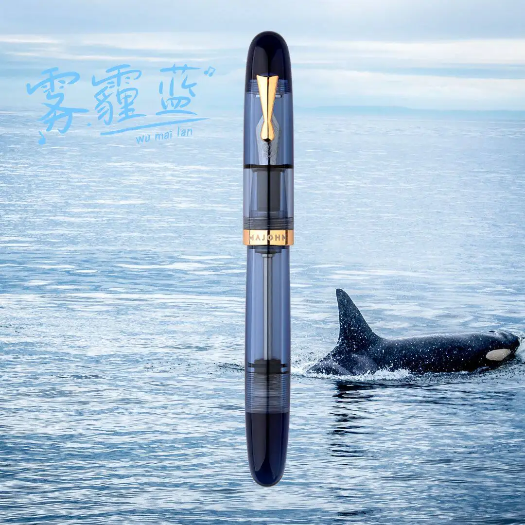 

MAJOHN C4 Fountain Pen Eyedropper Filling Valve Anti-leak 6# Nib Vintage Acrylic Writing Pen for Office Calligraphy Stationery