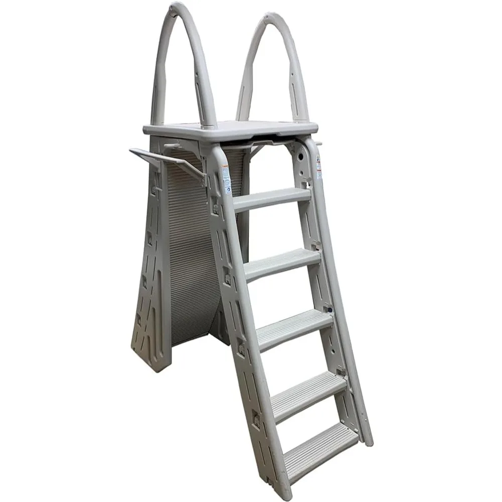 

Confer Plastics 7200 Roll Guard 48" to 56" Adjustable A Frame Safety Ladder for Above Ground Outdoor Patio Swimming Pool