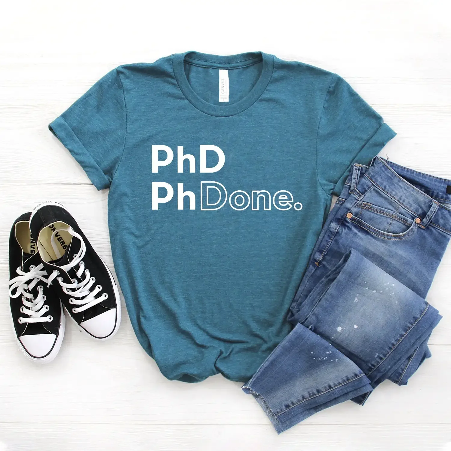 Phd Done T Shirt Doctoral Program Graduation Funny Doctor Dissertation Defense Softstyle