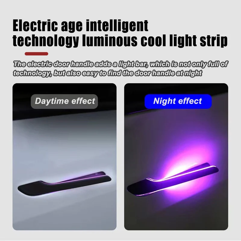 For Tesla Car Accessories Wireless Easy Install Electric Door Handle With LED Colorful Light for Model 3/Y