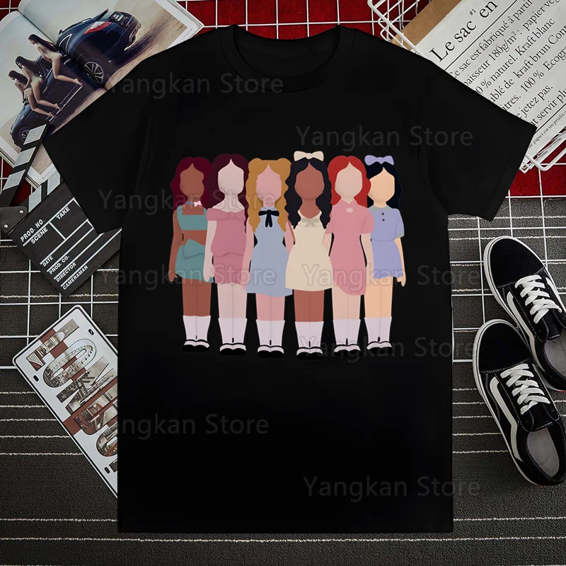 

KATSEYE корейские мужские футболки в стиле Харадзюку, футболки, топы, дизайнерская футболка с короткими рукавами, эстетичная аниме-футболка